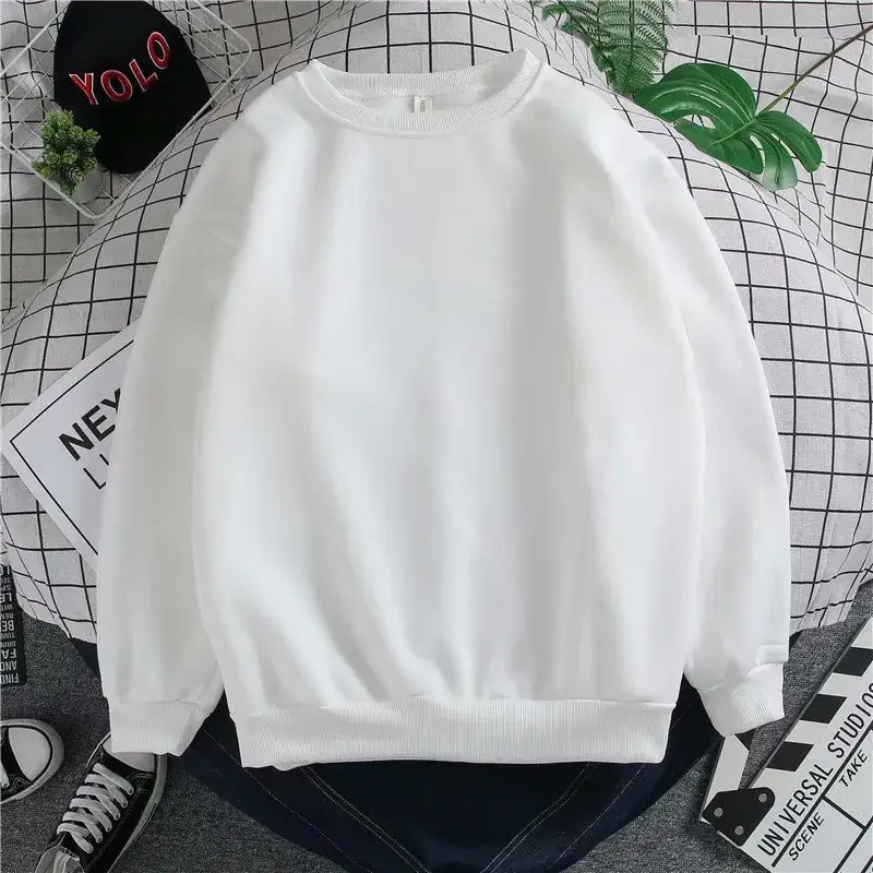 Fleece Sweatshirt Long Sleeve Solid Color Men Women - Image 11