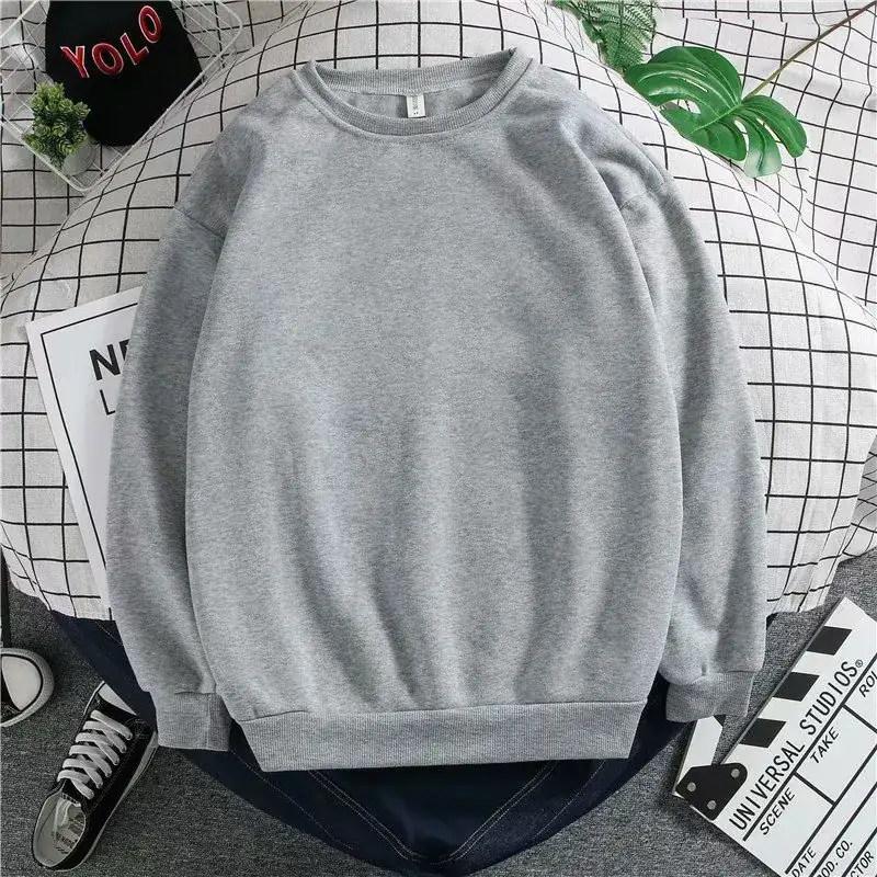 Fleece Sweatshirt Long Sleeve Solid Color Men Women - Image 5