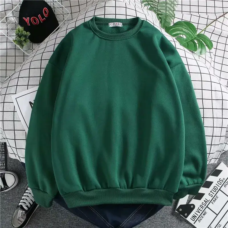 Fleece Sweatshirt Long Sleeve Solid Color Men Women - Image 6