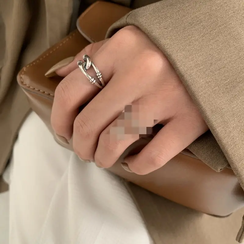 925 Sterling Silver Geometric Cross Ring for Women