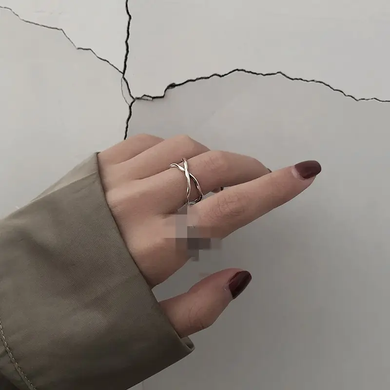 925 Sterling Silver Geometric Cross Ring for Women