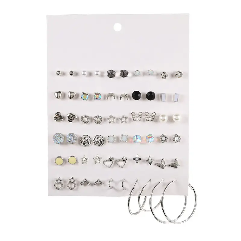 Women's Trendy Earrings Set with Sparkling Gems - Image 2