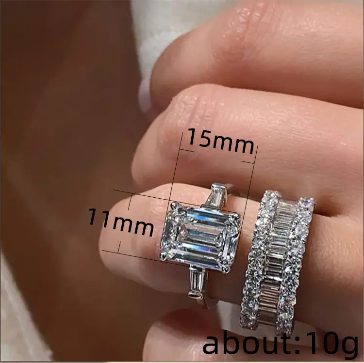 Luxury Zircon Rings for Women Engagement Wedding Jewelry 15mm - Image 2
