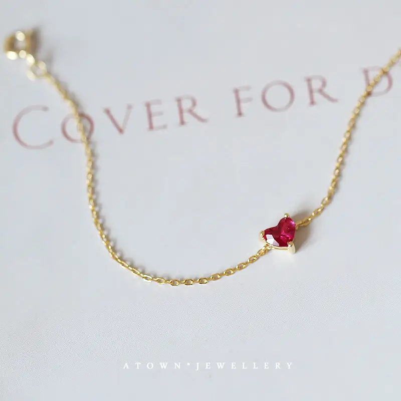 Red Heart Gemstone Bracelet for Women 14K Gold — feature 6