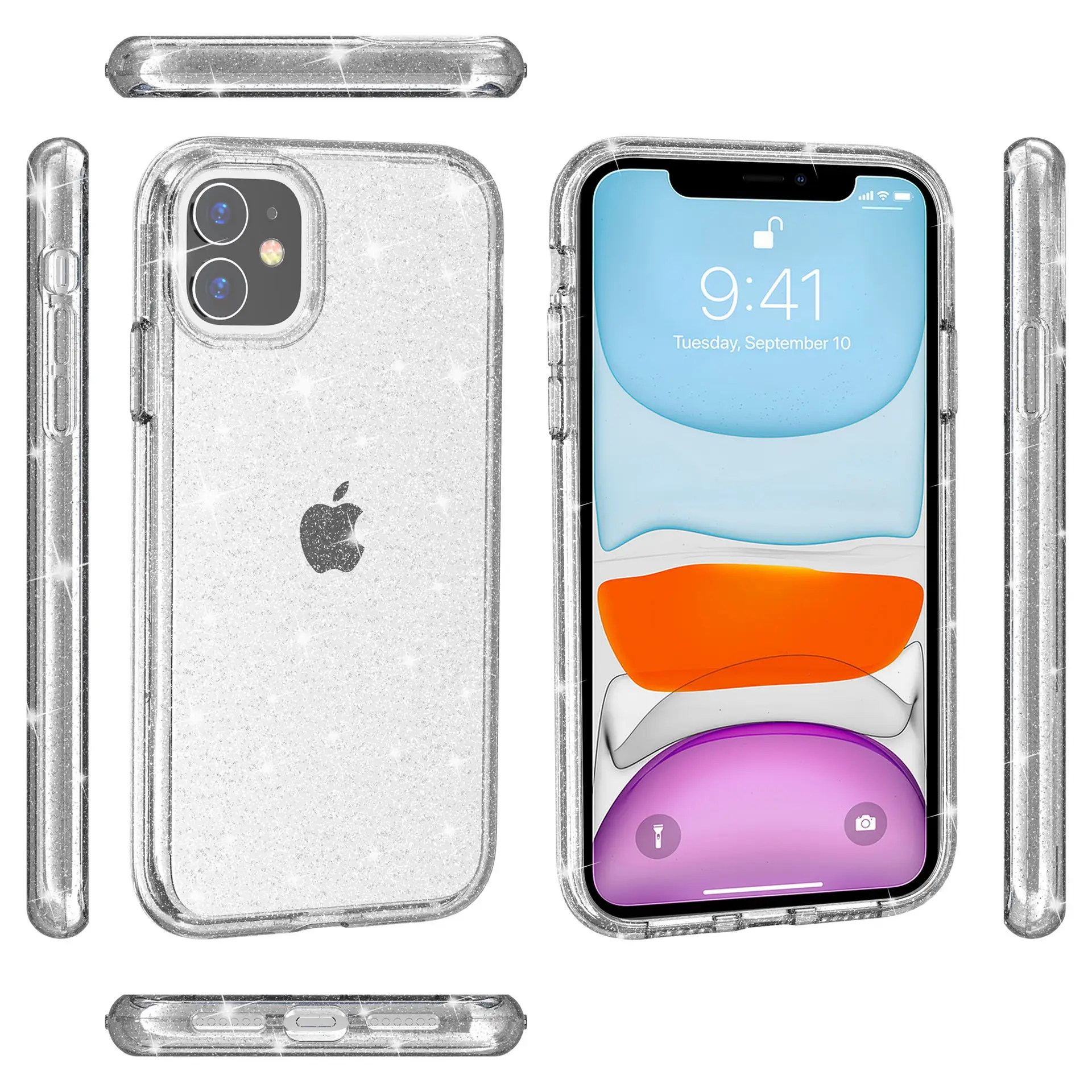 iPhone 15 Pro Max Transparent Glitter Hard Shell Mobile Cover - Image 2