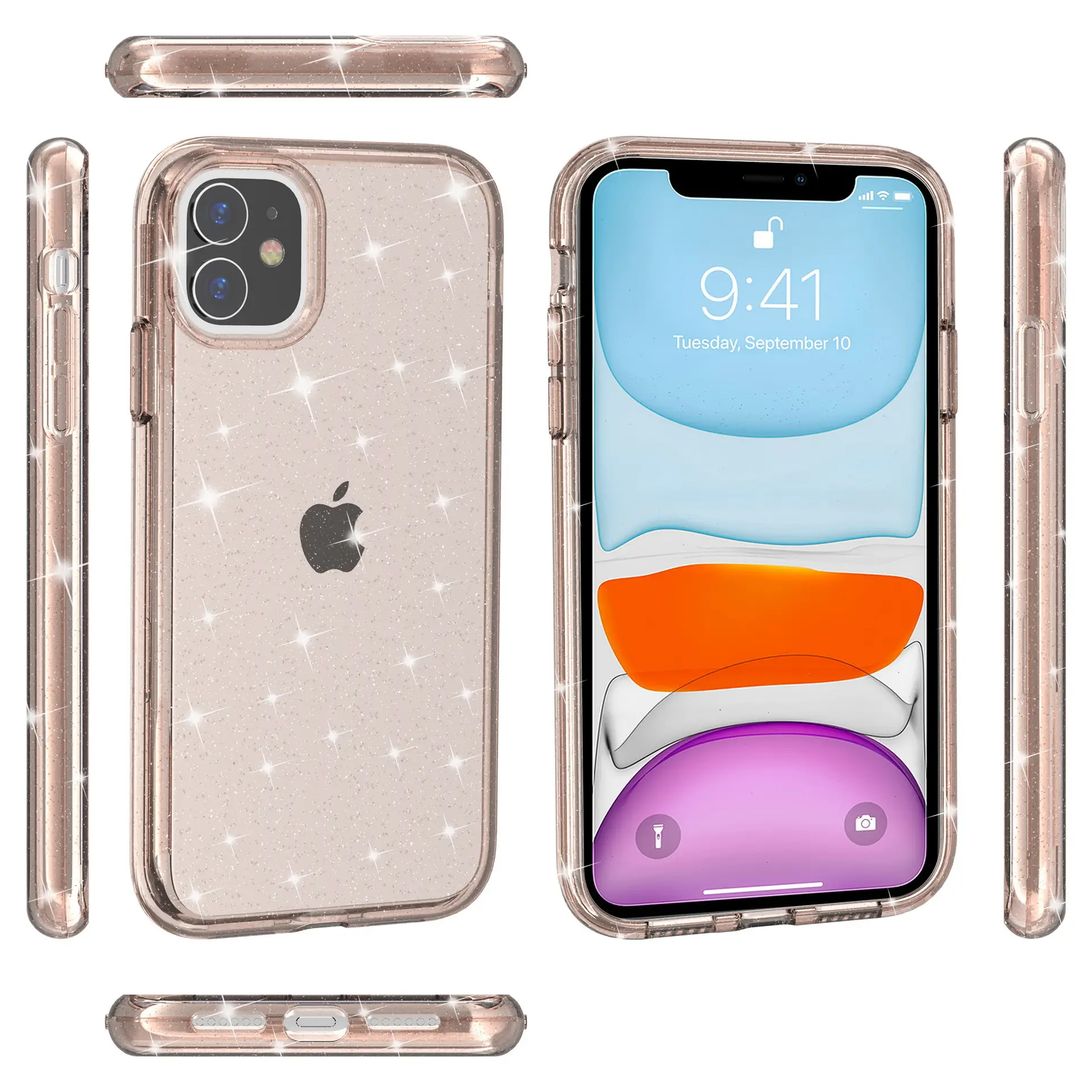 iPhone 15 Pro Max Transparent Glitter Hard Shell Mobile Cover - Image 3