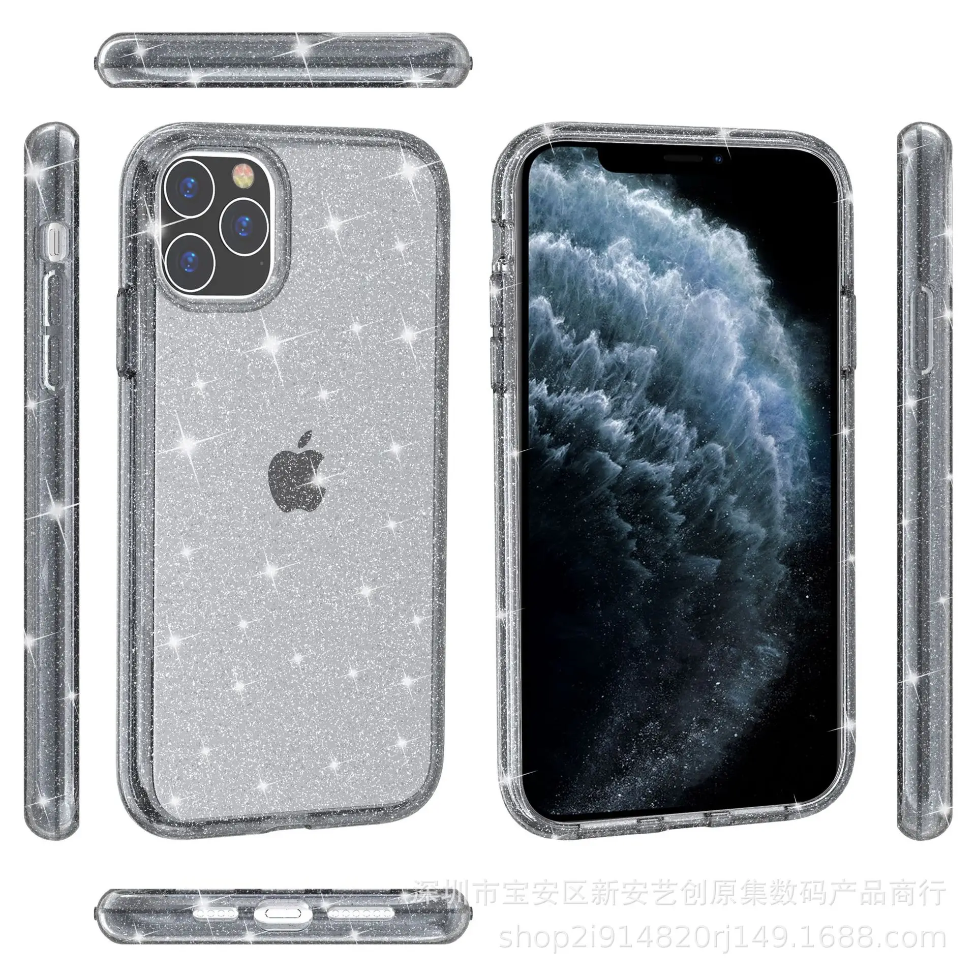 iPhone 15 Pro Max Transparent Glitter Hard Shell Mobile Cover - Image 4