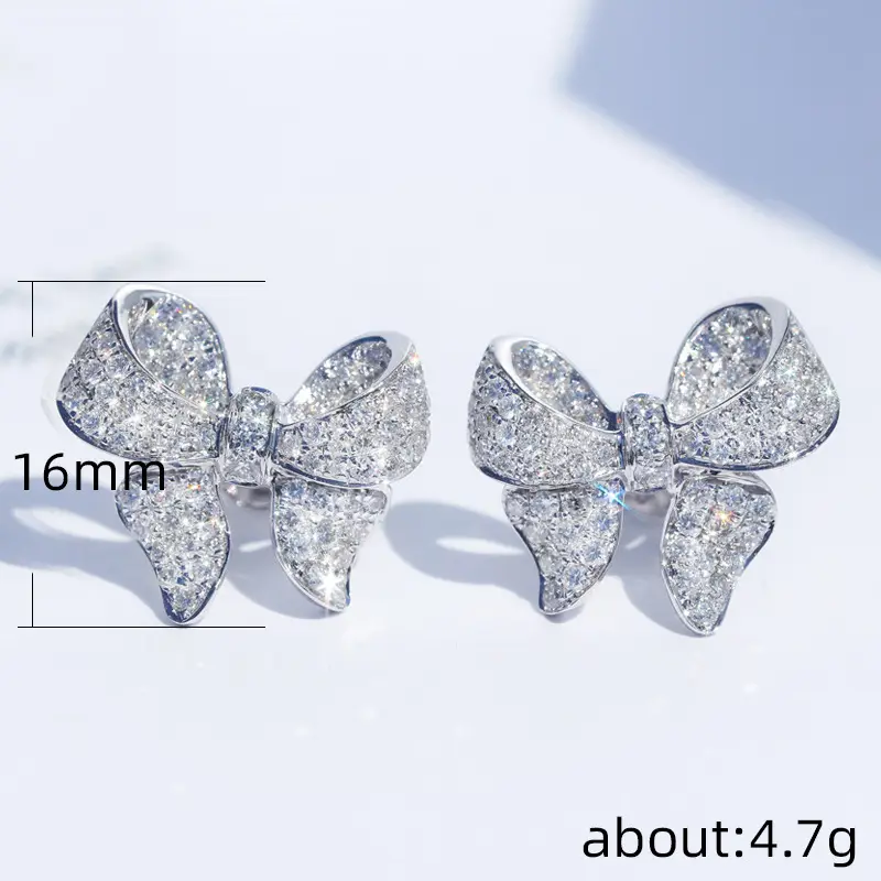 Golden Bow Micro-Encrusted Zircon Commuter Earrings for Women - Image 9