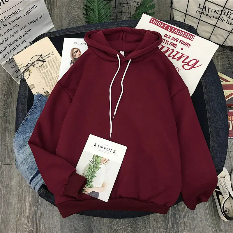 Women Fleece Hoodie Maroon Long Sleeve Winter Hood — feature 11
