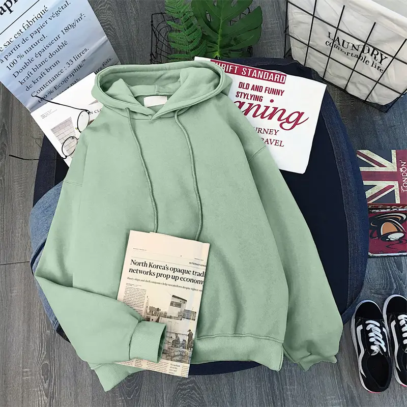 Women Fleece Hoodie Maroon Long Sleeve Winter Hood — feature 4