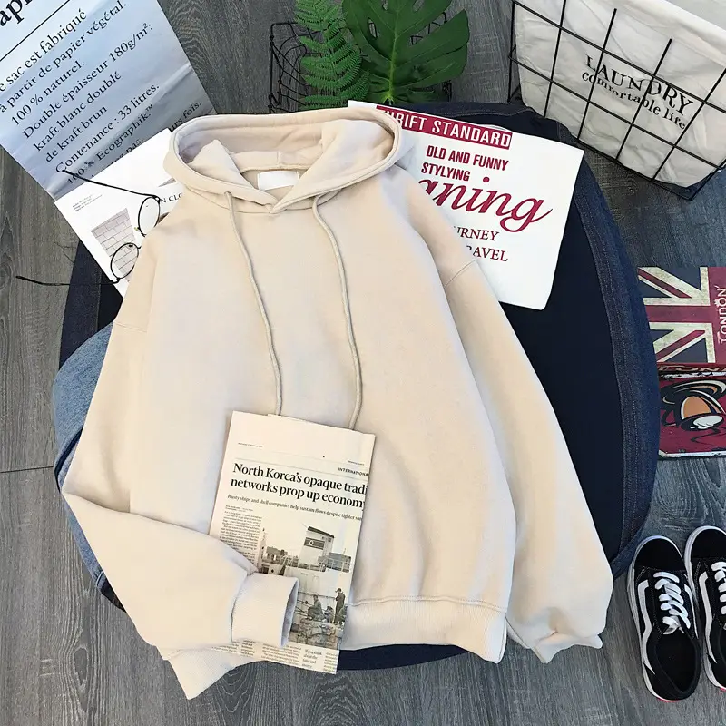 Women Fleece Hoodie Maroon Long Sleeve Winter Hood - Image 4