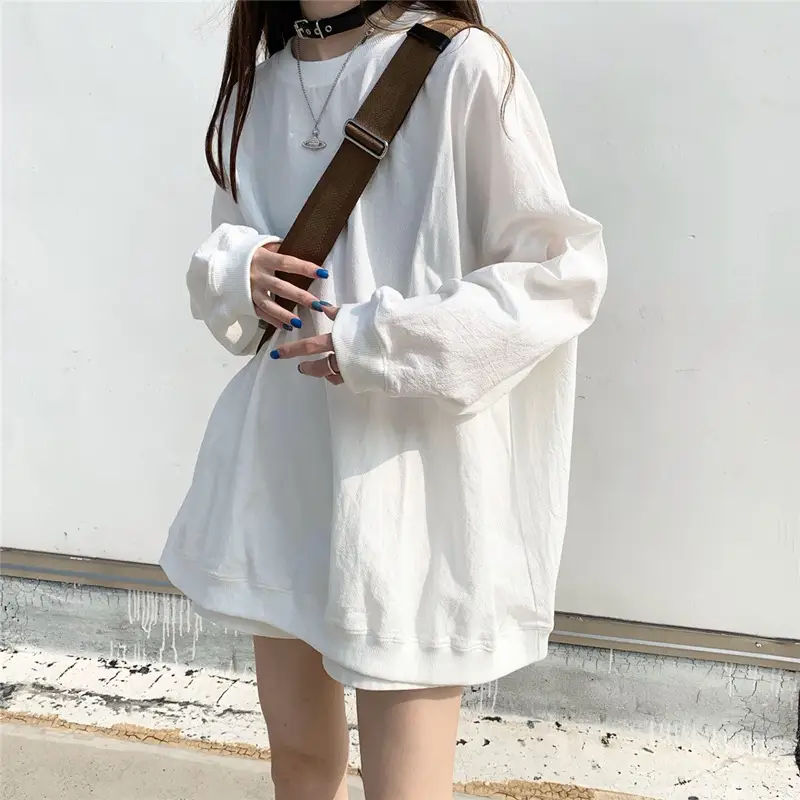 Women's Black Long Sleeve Sweatshirt Top with Backpack