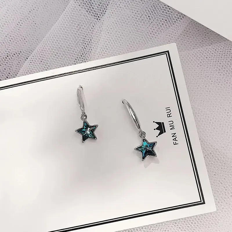 S925 Sterling Silver Blue Star Earrings for Women - Image 4