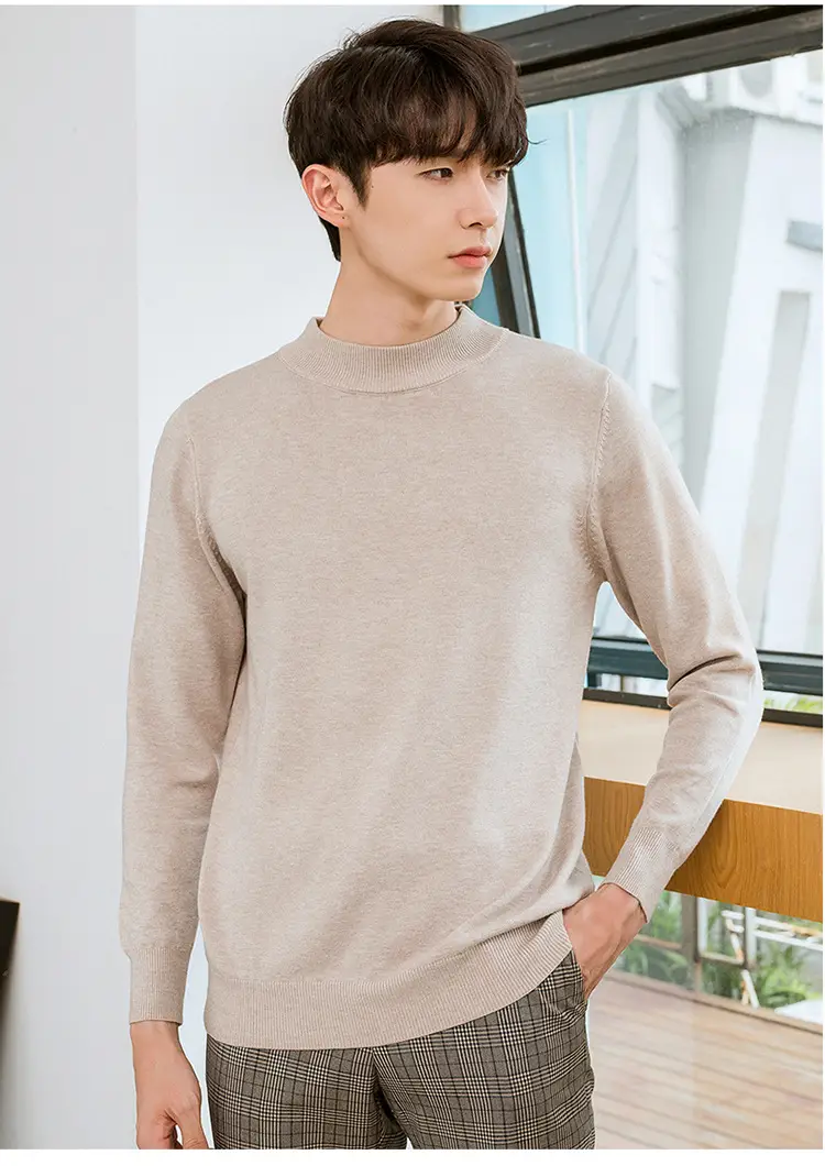 Men's Navy Blue Half Turtleneck Sweater Plus Size - Image 9