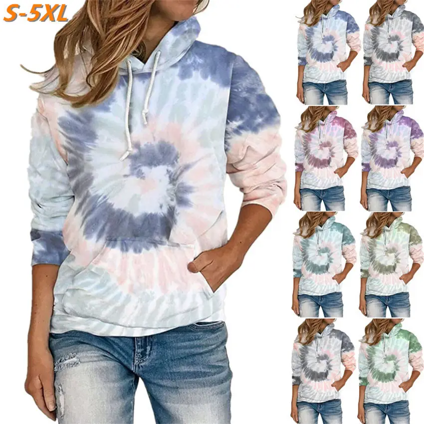 Women Tie-dye Hooded Sweatshirt Autumn Winter 2022 - Image 6