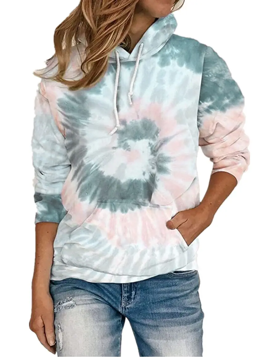 Women Tie-dye Hooded Sweatshirt Autumn Winter 2022 - Image 9