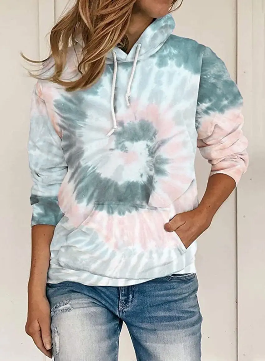 Women Tie-dye Hooded Sweatshirt Autumn Winter 2022 - Image 4