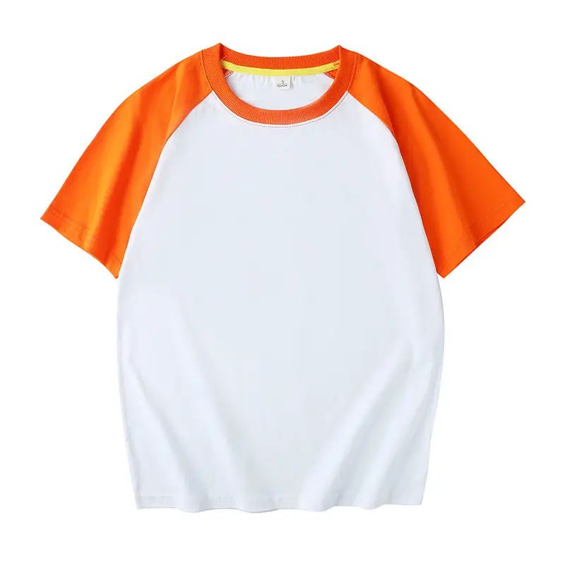 Men White Orange Raglan Sleeve Cotton T-Shirt - Image 6
