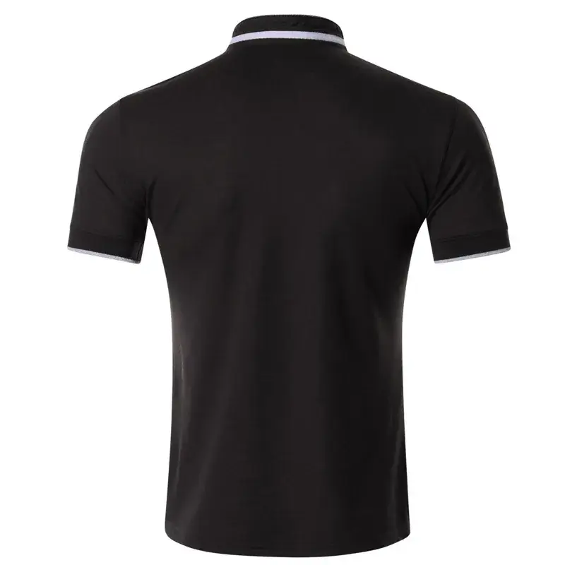 Men's Black High-End Polo Shirt with White Trim - Image 5