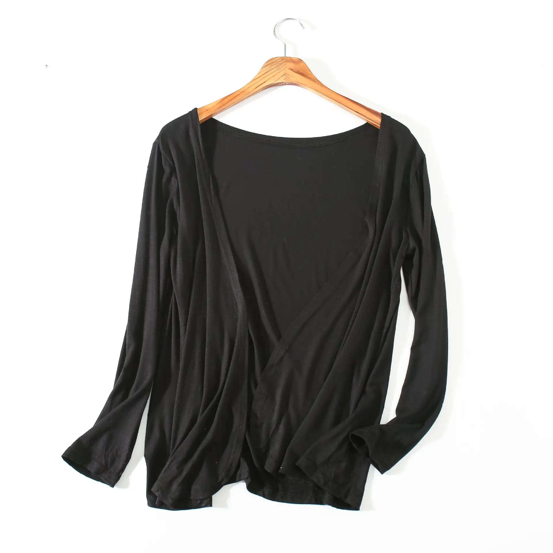 Women's Knit Cardigan Mid-Length Shawl Light Grey - Image 2