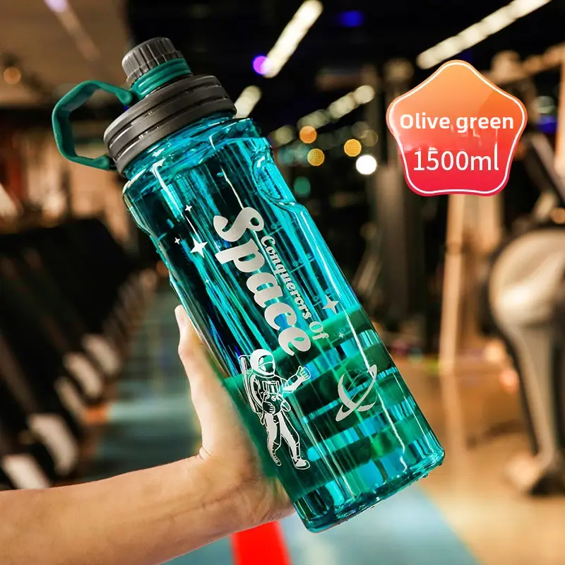 Large Capacity Plastic Water Cup Men's Portable Outdoor Sports Fitness Kettle Water Bottle Large Space Cup 2000ml