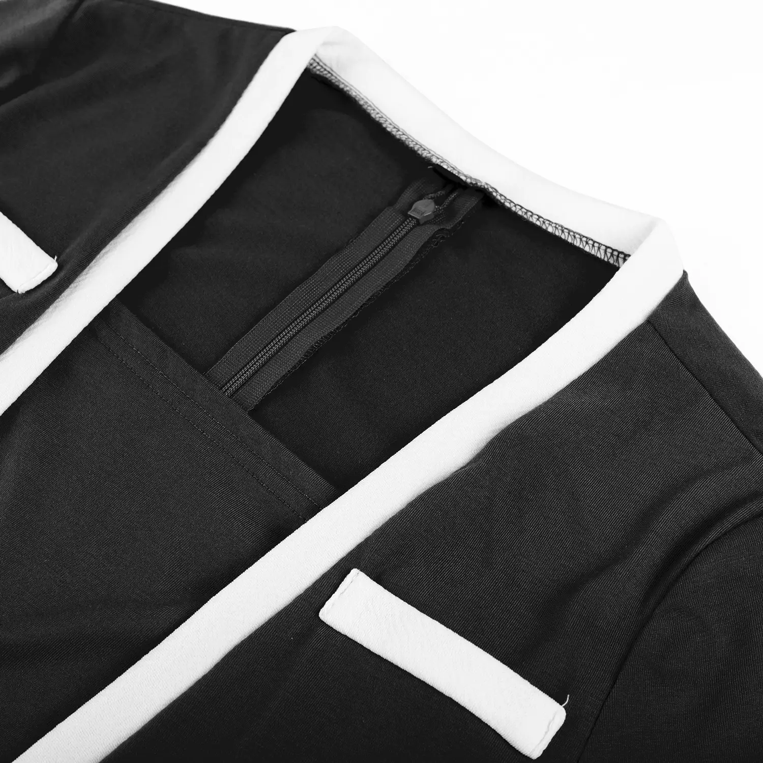 2025 Women's Black Spliced Hip-Cover Dress with 3-QS Sleeve — feature 26