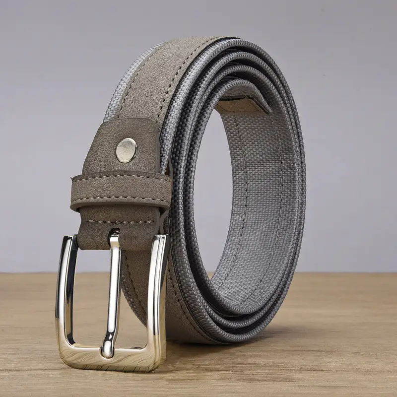 Men's Grey Velvet Belt with Silver Buckle - Image 6