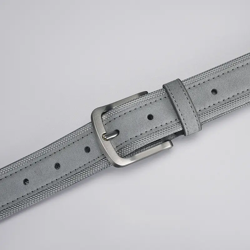 Men's Grey Velvet Belt with Silver Buckle - Image 7