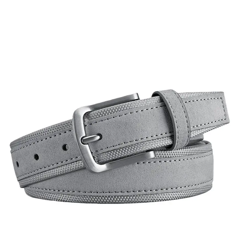 Men's Grey Velvet Belt with Silver Buckle - Image 9