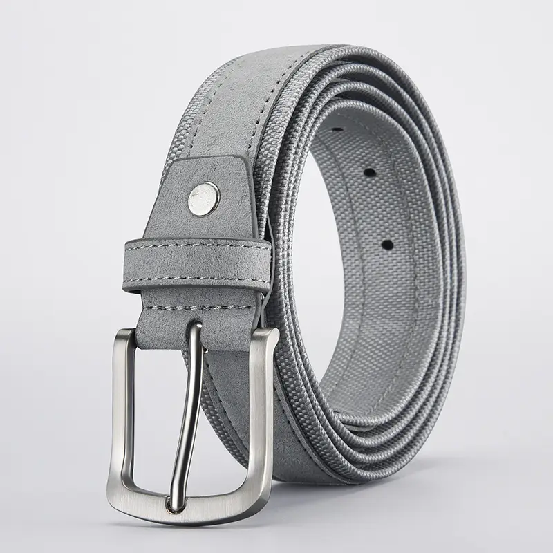 Men's Grey Velvet Belt with Silver Buckle - Image 3