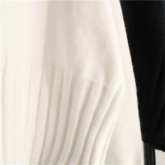 Women Lazy High Neck Pullover Sweater White Knit Long Sleeve — feature 15