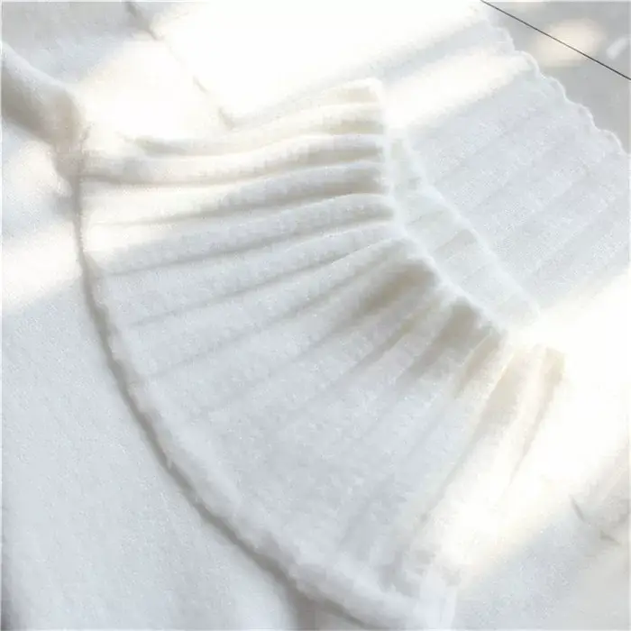 Women Lazy High Neck Pullover Sweater White Knit Long Sleeve — feature 18