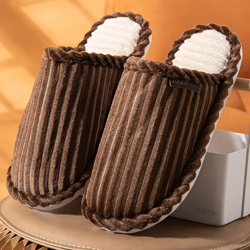 Winter cotton slippers women's non-slip thick bottom 2023 new plush couples home warm men's indoor home cotton slippers