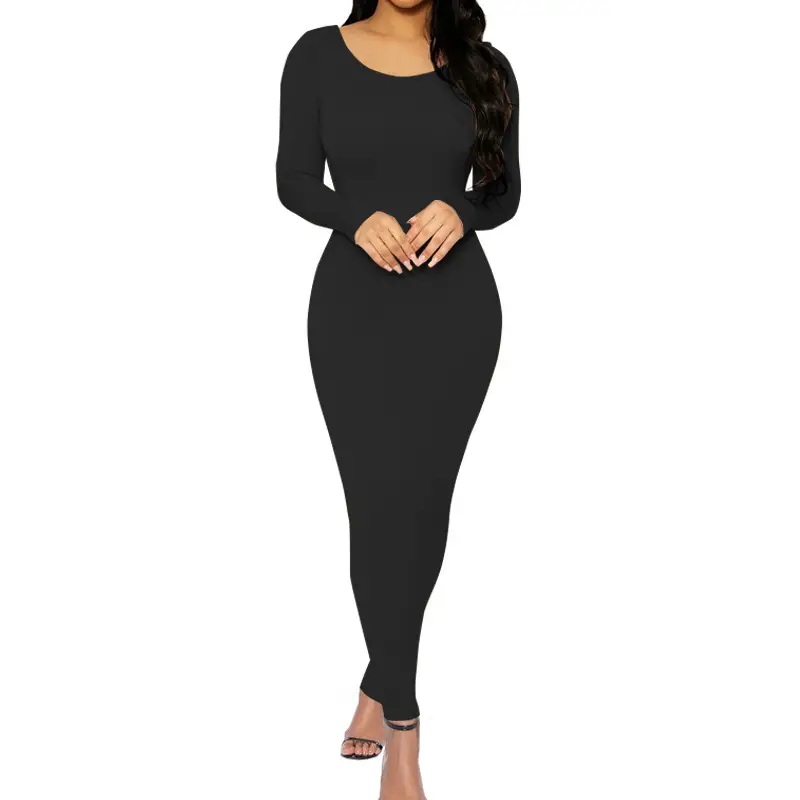 Women's Red Slim Fit Long Sleeve Dress - Image 3