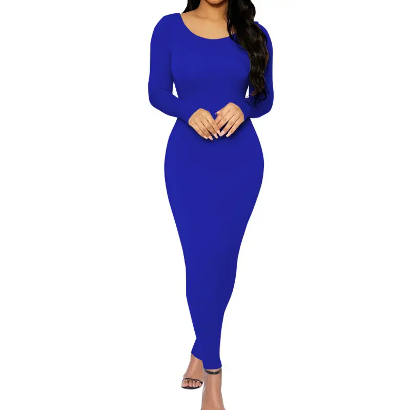 Women's Red Slim Fit Long Sleeve Dress - Image 4