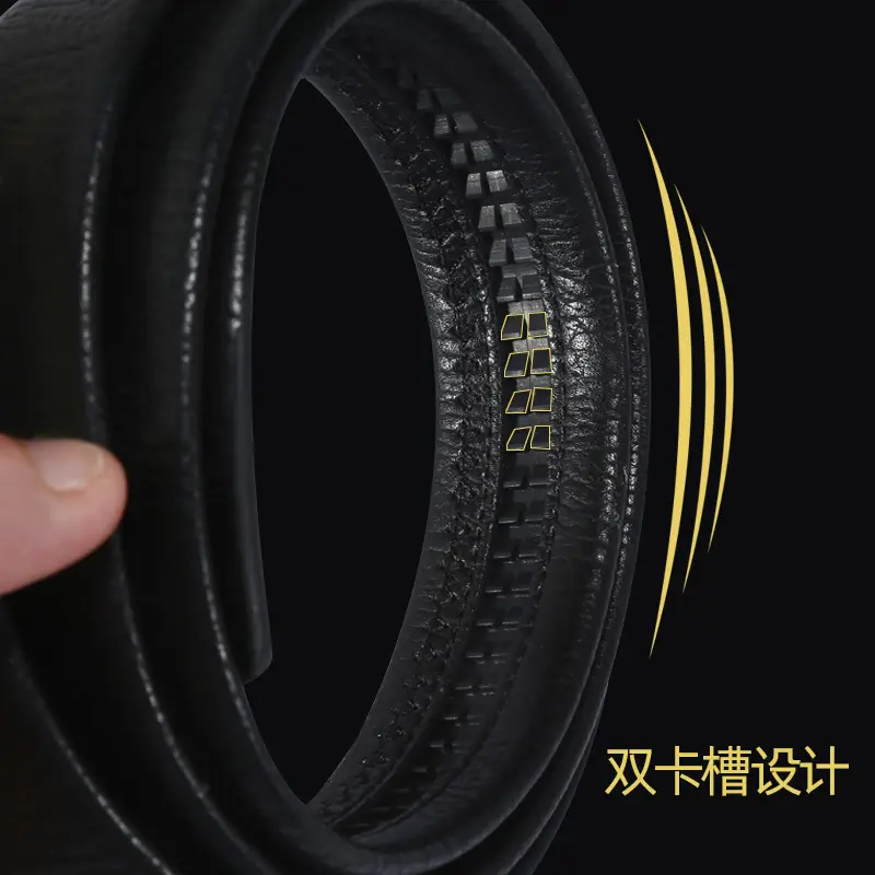 Men's Black Genuine Leather Belt with Automatic Buckle - Image 4