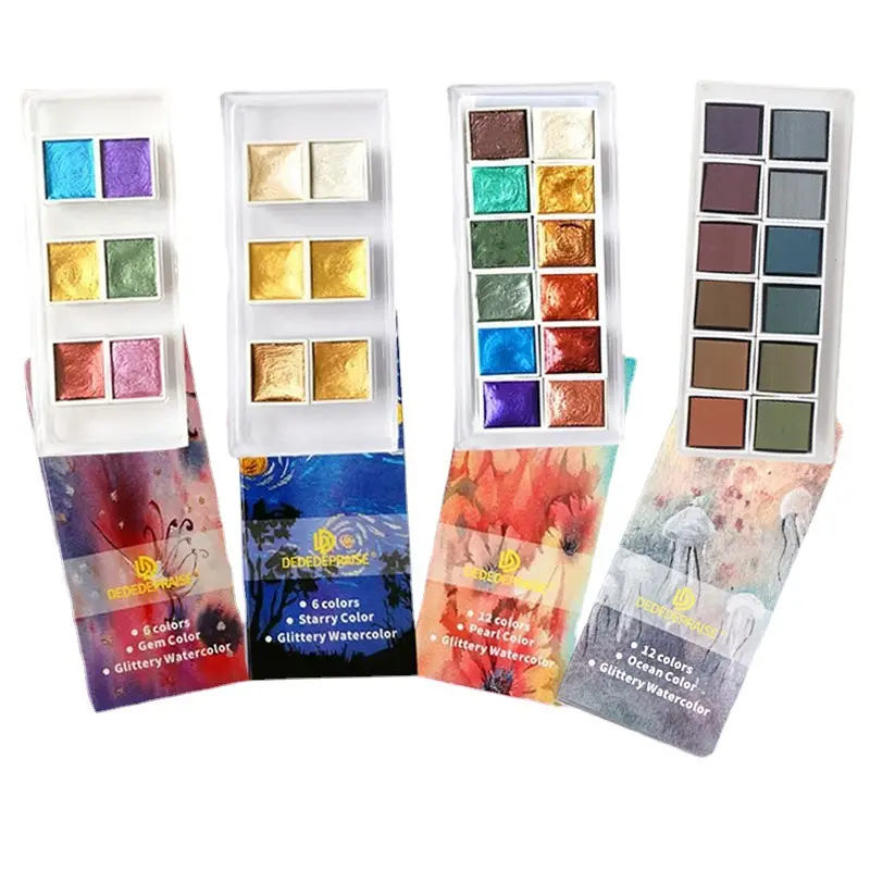 Factory supply solid pearlescent watercolor gem color starlight dark watercolor paint nail painting wholesale watercolor