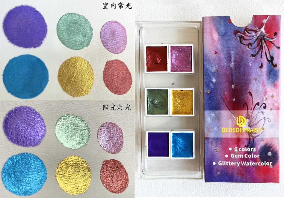 Factory supply solid pearlescent watercolor gem color starlight dark watercolor paint nail painting wholesale watercolor — feature 19