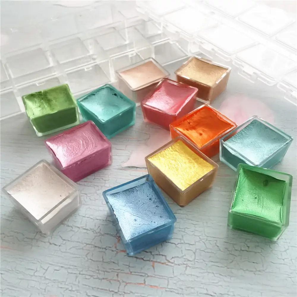 Factory supply solid pearlescent watercolor gem color starlight dark watercolor paint nail painting wholesale watercolor — feature 32