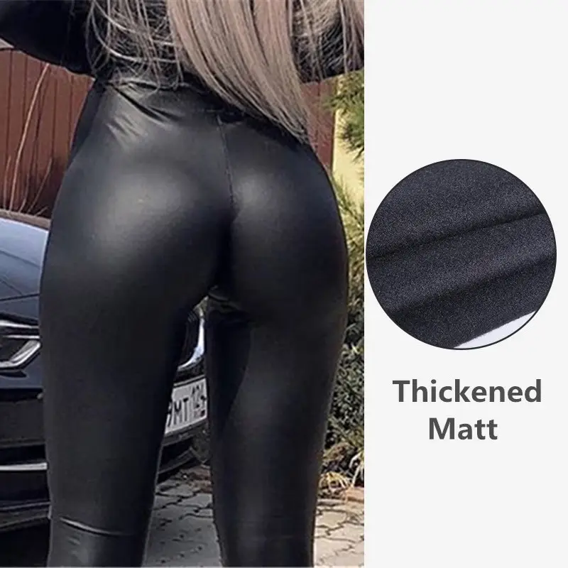 PU Leather High Waist Leggings Women's Plus Size