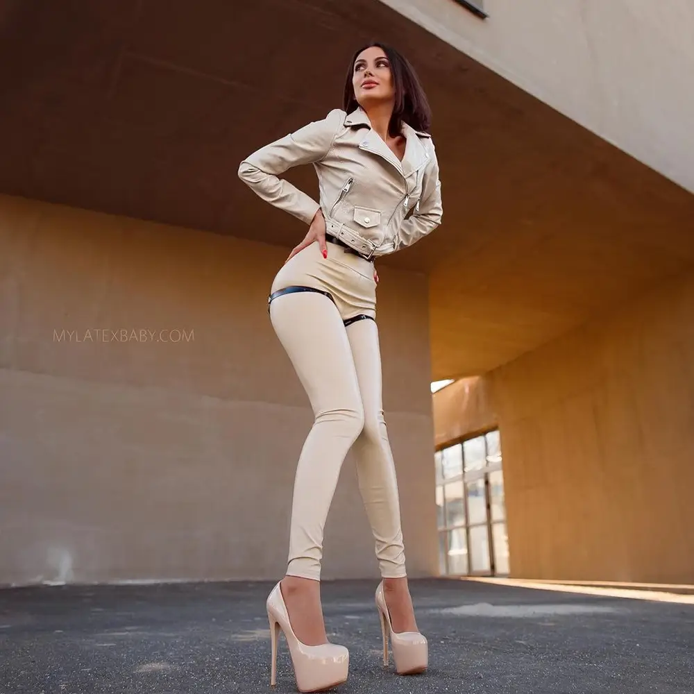 PU Leather High Waist Leggings Women's Plus Size