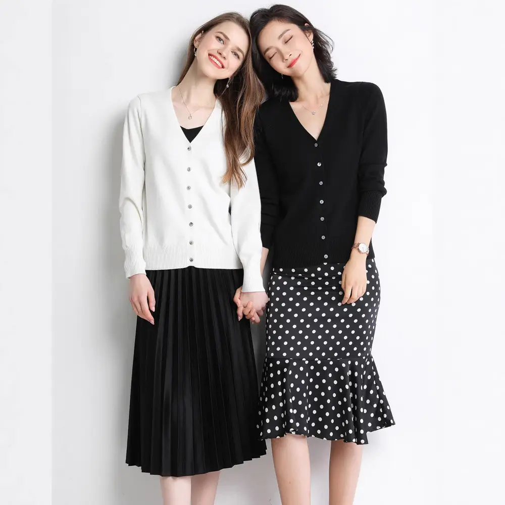Women Wool V-Neck Cardigan Short Sleeve Warm - Image 18