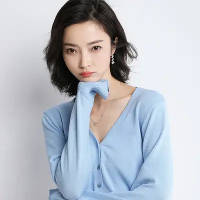 Women Wool V-Neck Cardigan Short Sleeve Warm - Image 13