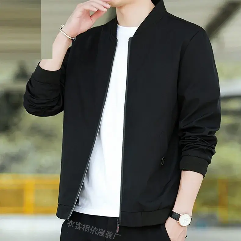 Men's Light Blue Baseball Jacket Large Size Spring Fall Wear - Image 27