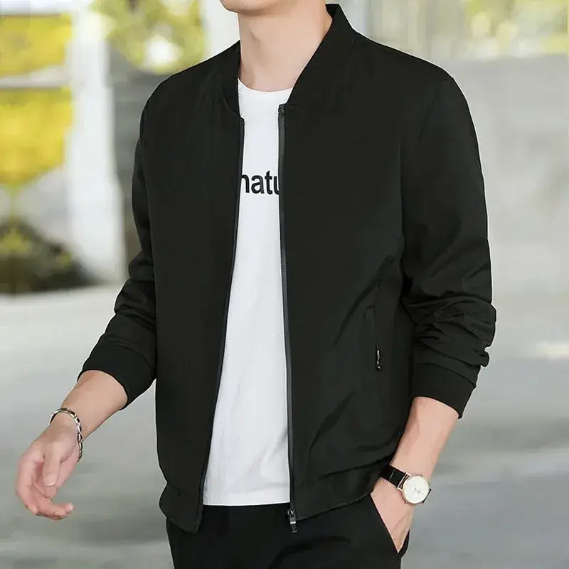 Men's Light Blue Baseball Jacket Large Size Spring Fall Wear - Image 28
