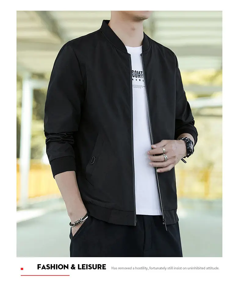 Men's Light Blue Baseball Jacket Large Size Spring Fall Wear — feature 23