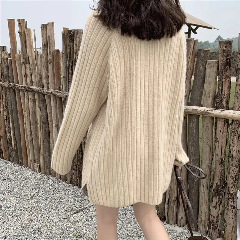 Women's Knit Pullover Sweater Brown Loose Fit 2025 - Image 2
