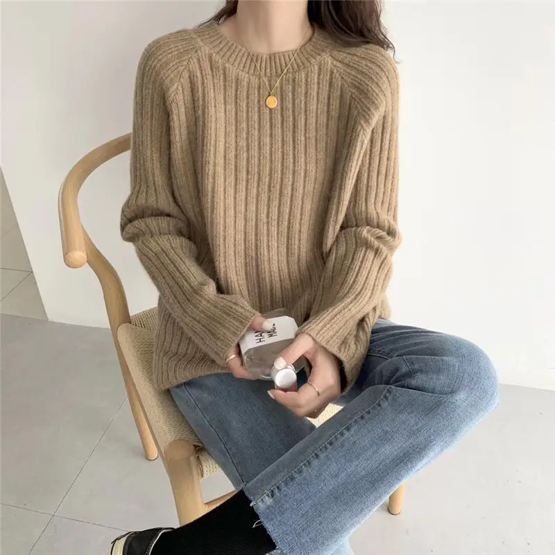 Women's Knit Pullover Sweater Brown Loose Fit 2025 - Image 3