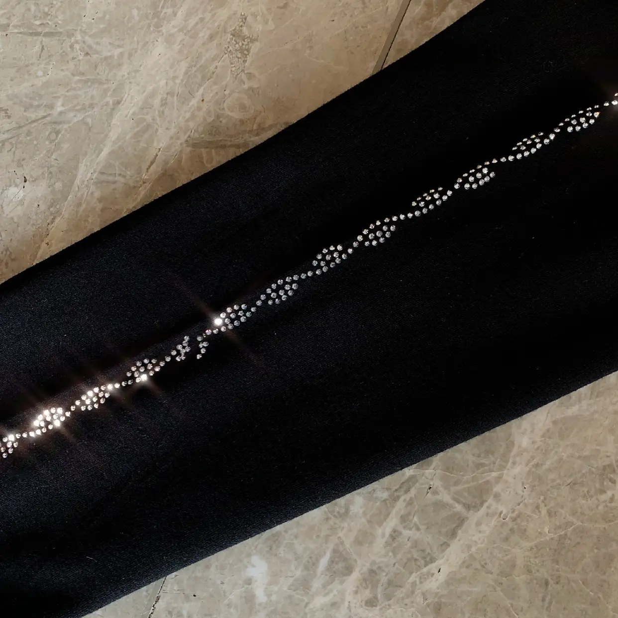 Black Slimming Leggings with Sparkle Detail - Image 5