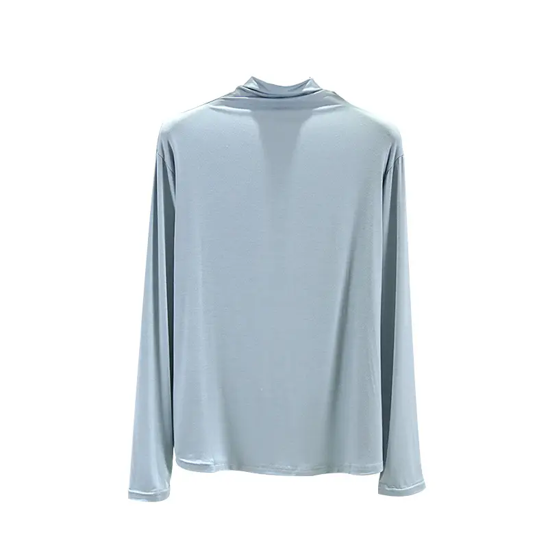 Women's Long Sleeve T-Shirt Brown Modal High Neck